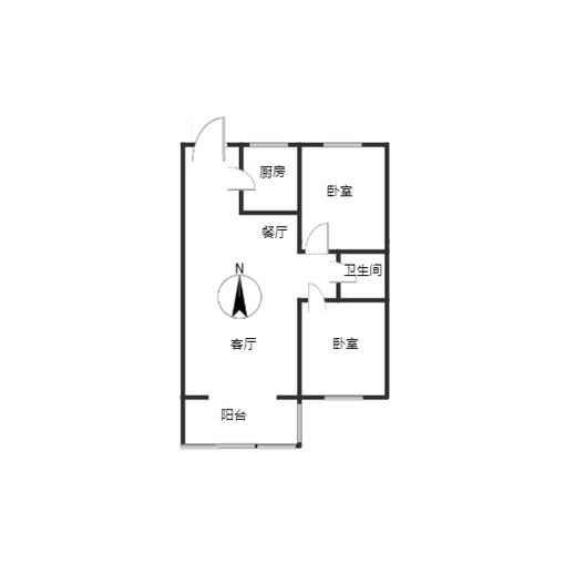 新加坡花园2室2厅1卫户型图