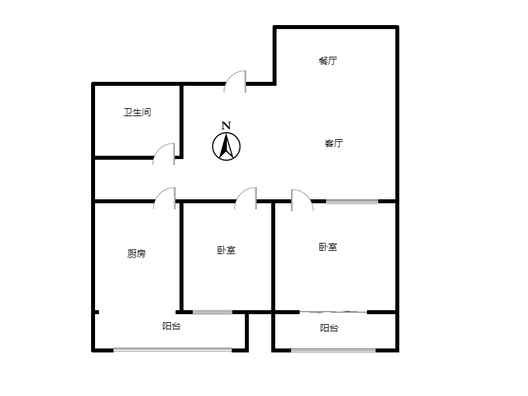 汇元尚品2室2厅1卫户型图