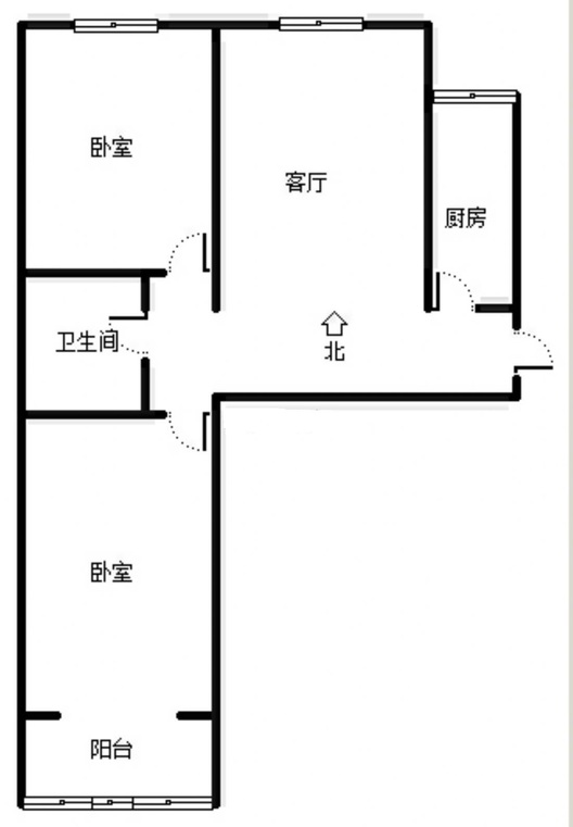 水岸花城2室2厅1卫户型图