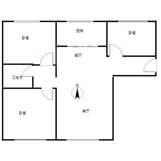 K2狮子城3室2厅1卫户型图