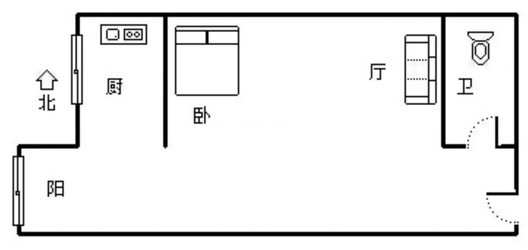 汇元新天地1室1厅1卫户型图