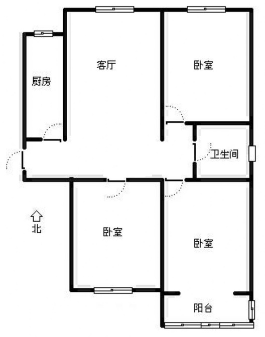 水岸花城3室1厅1卫户型图
