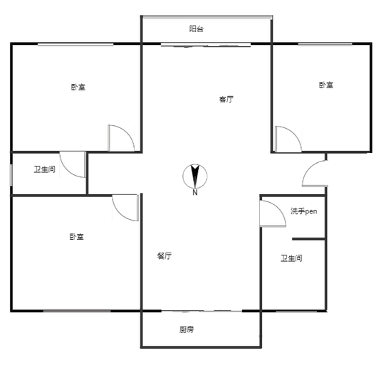 建厂局设计院家属楼3室2厅2卫户型图