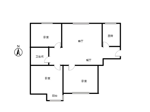 联合七号院3室2厅1卫户型图