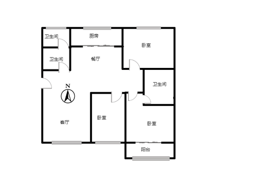 名流枫景洋房3室2厅2卫户型图