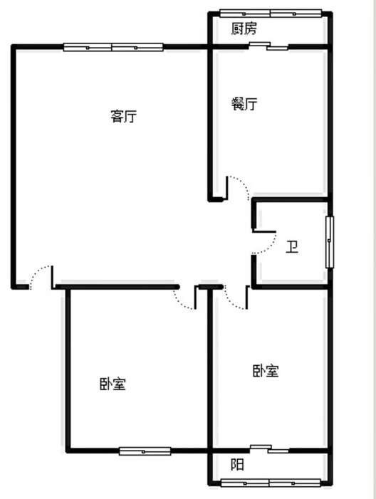 槐林新村2室2厅1卫户型图