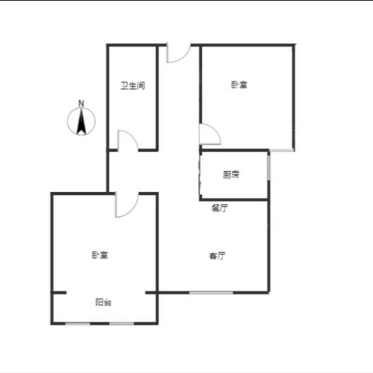 联合七号院2室2厅1卫户型图