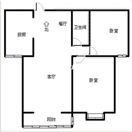 水岸花城2室2厅1卫户型图