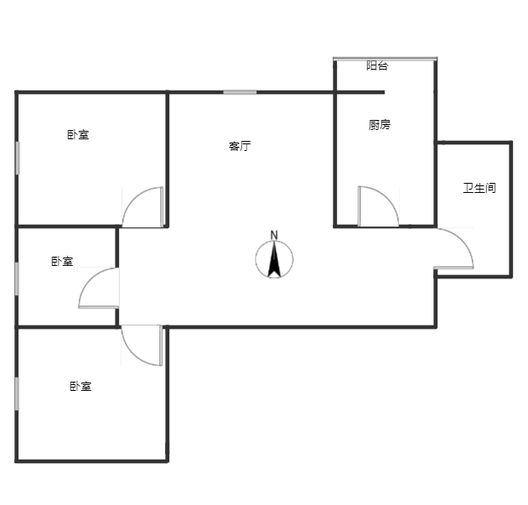幸福城小区3室1厅1卫户型图