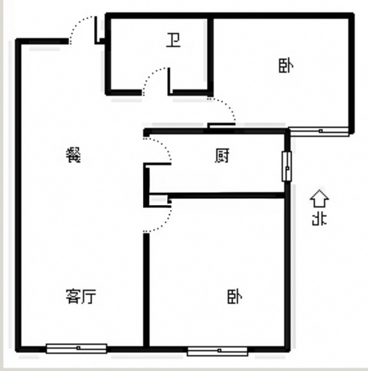 鸿坤理想湾2室2厅1卫户型图