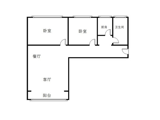 北京理想城二期2室2厅1卫户型图