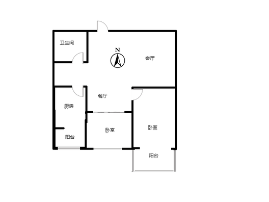 北京理想城2室2厅1卫户型图