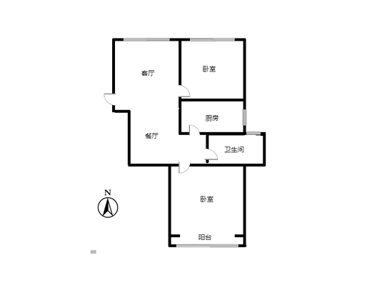 云景城2室2厅1卫户型图