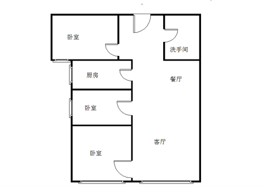 高铁新干线3室2厅1卫户型图