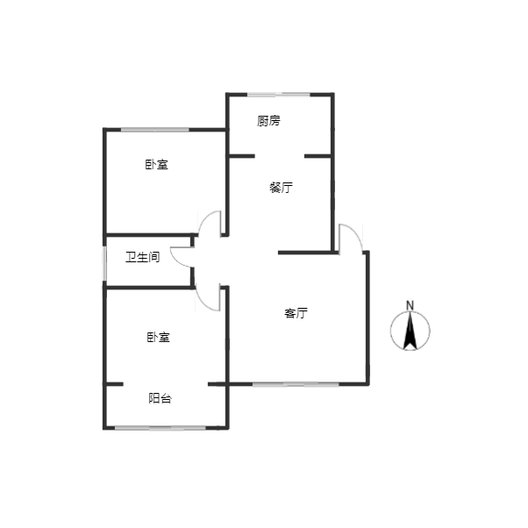 职教中心家属院2室2厅1卫户型图