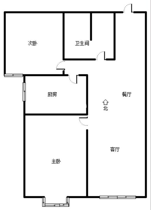 三利中和城二期西区（B区）2室2厅1卫户型图