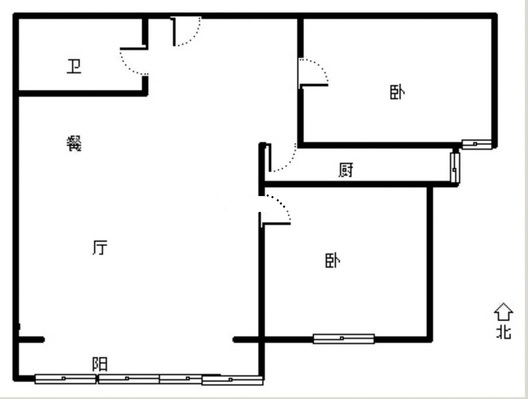 联合一号院2室2厅1卫户型图