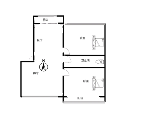 东兴小区（西院）2室2厅1卫户型图