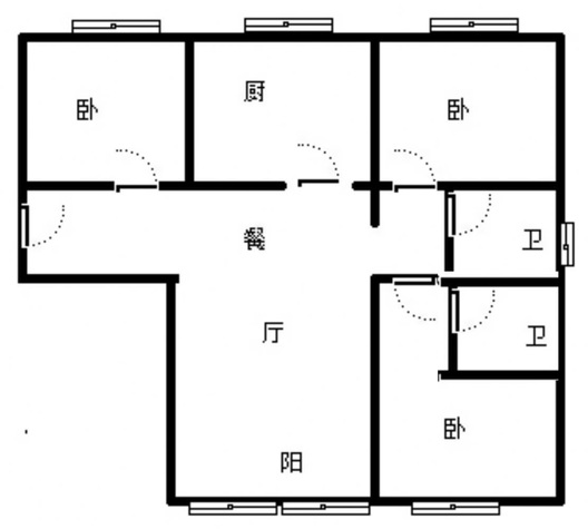 鸿坤新维港3室2厅2卫户型图