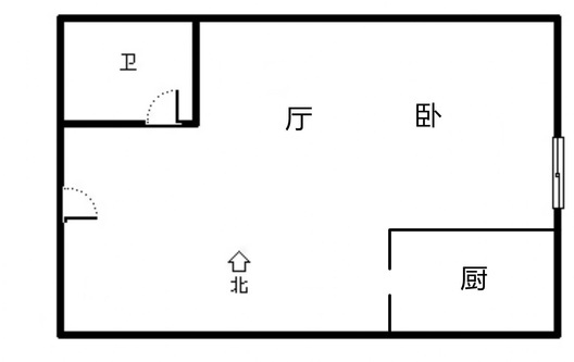 国富公寓(18号楼）1室1厅1卫户型图