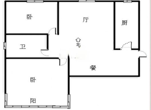 天筑逸城2室2厅1卫户型图