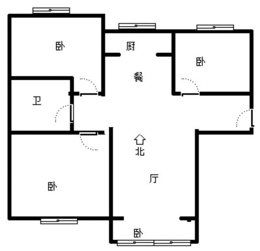 K2狮子城3室2厅1卫户型图