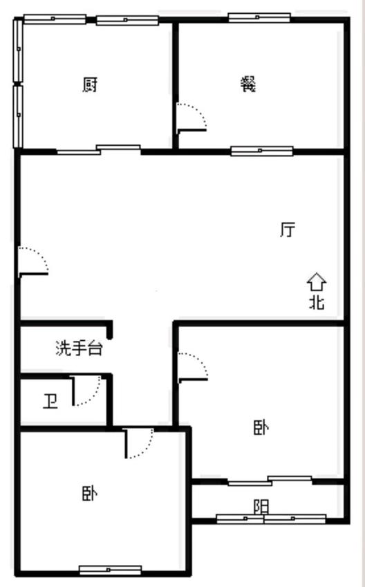 华北铝业生活小区（北院）2室2厅1卫户型图
