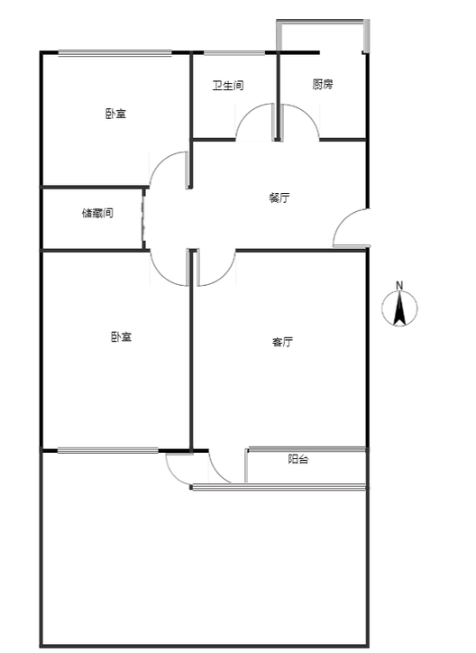 铁道部建厂局小区（范阳路）2室2厅1卫户型图