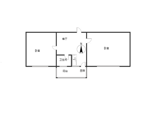地质总局北院2室1厅1卫户型图