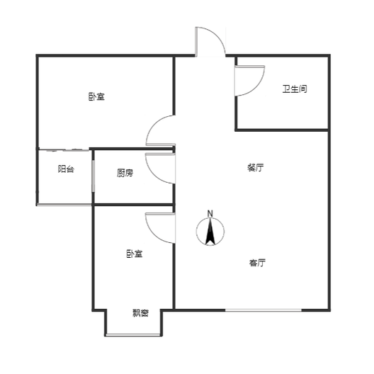 翡翠滨江2室2厅1卫户型图