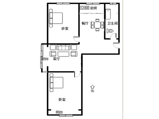 香邑溪谷一期2室2厅1卫户型图