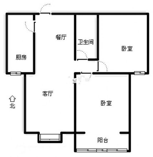 水岸花城2室2厅1卫户型图