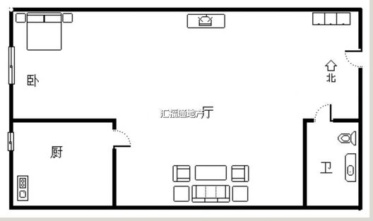 弘德缘（豪门庄园三期）1室1厅1卫户型图