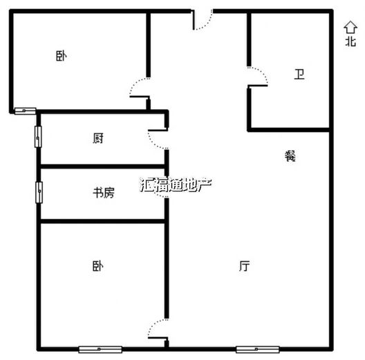 鸿坤理想湾3室2厅1卫户型图