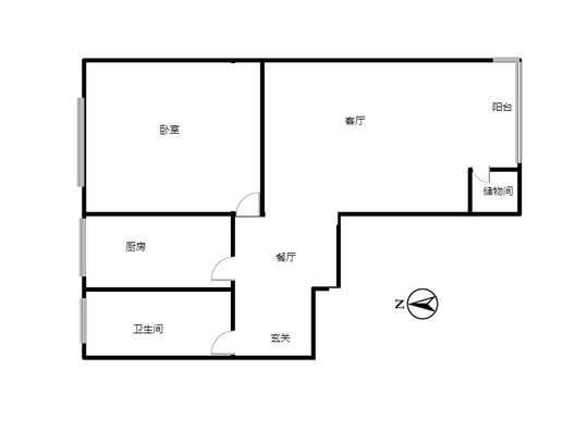 一七三小区1室2厅1卫户型图
