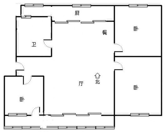 联合小区四号院3室2厅1卫户型图