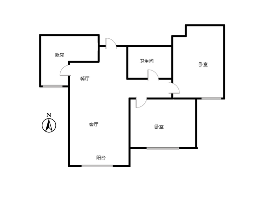 鸿坤理想湾2室1厅1卫户型图