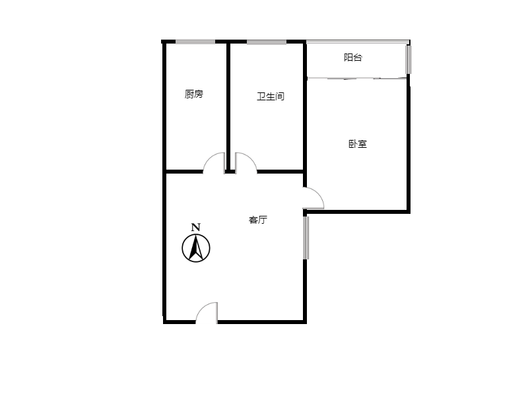 范阳公寓1室1厅1卫户型图