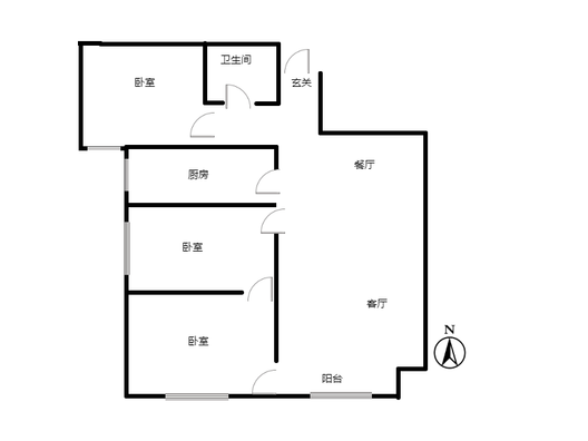 鹏渤印象城（龙马路）3室2厅1卫户型图