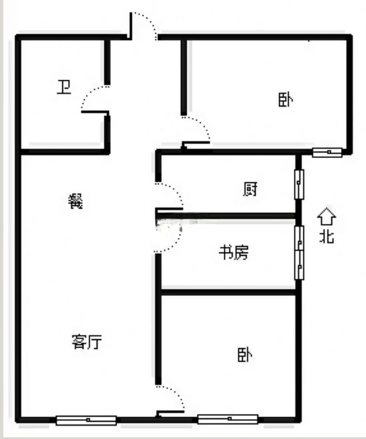 鸿坤理想湾3室2厅1卫户型图