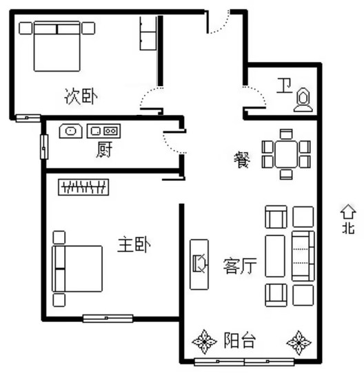 K2狮子城2室2厅1卫户型图