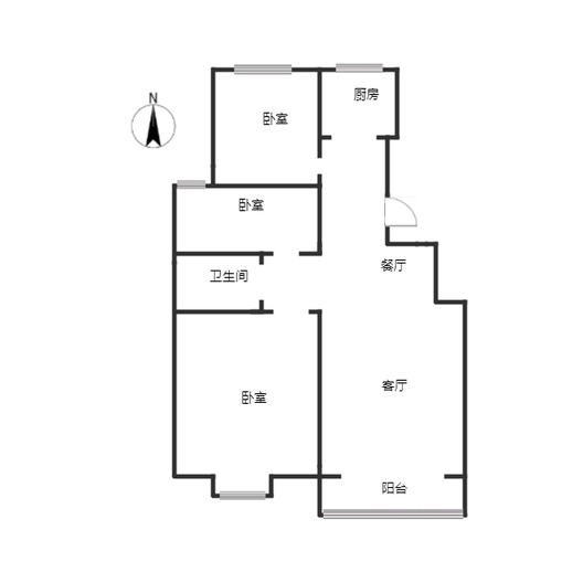 天地新城3室2厅1卫户型图