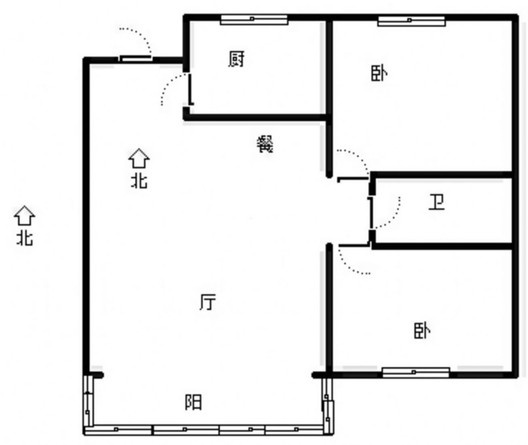 新加坡花园2室2厅1卫户型图