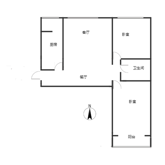 京中美居2室2厅1卫户型图