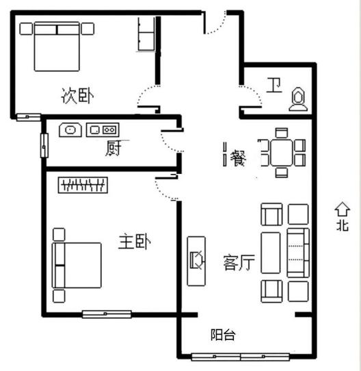 K2狮子城2室2厅1卫户型图