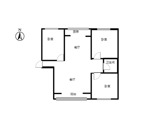 鹏渤印象城（龙马路）3室2厅1卫户型图