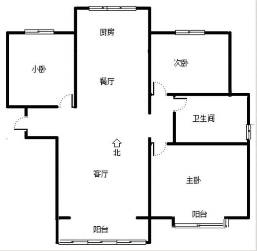 天伦湾一期3室2厅1卫户型图