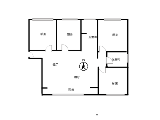 鸿坤新维港3室2厅1卫户型图