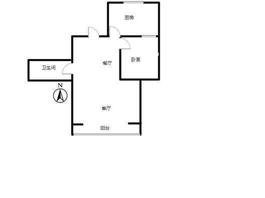 鸿盛凯旋门1室2厅1卫户型图