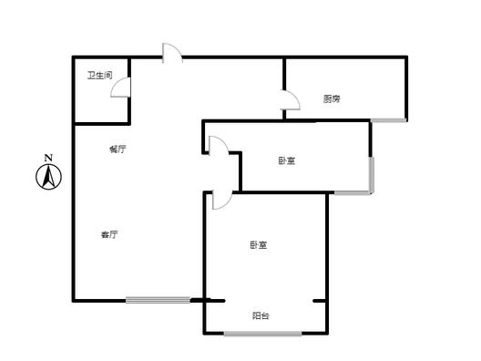 联合一号院2室2厅1卫户型图